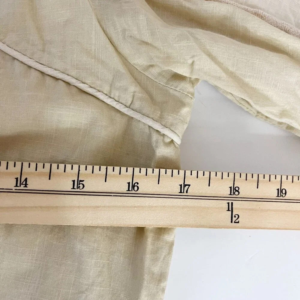 Anthropologie‎ Let Me Be Cream Puff Sleeve Sweetheart Crop Top Buttons - Size XS
